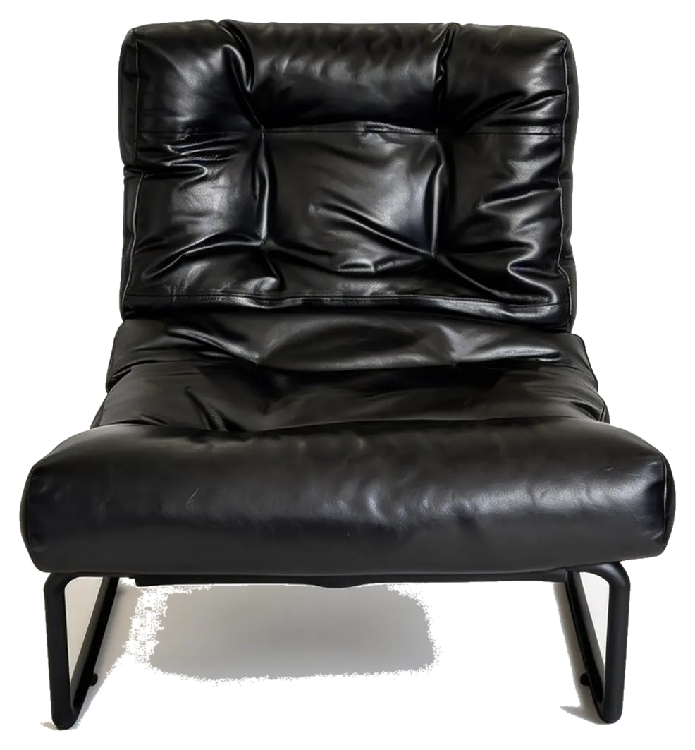 Black leather lounge chair front view