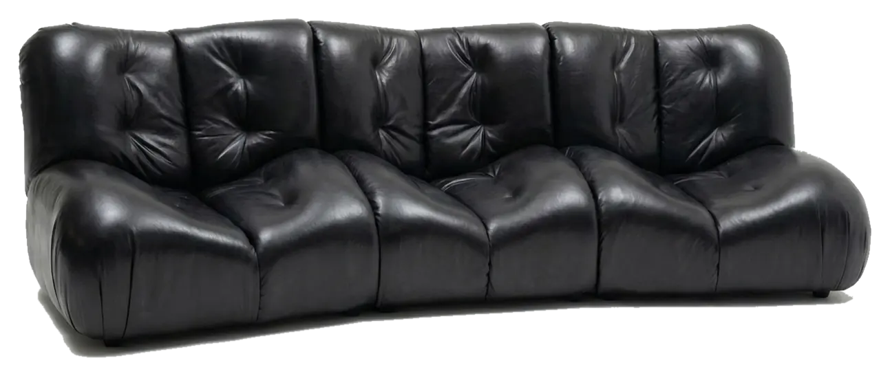Black leather sofa cutout