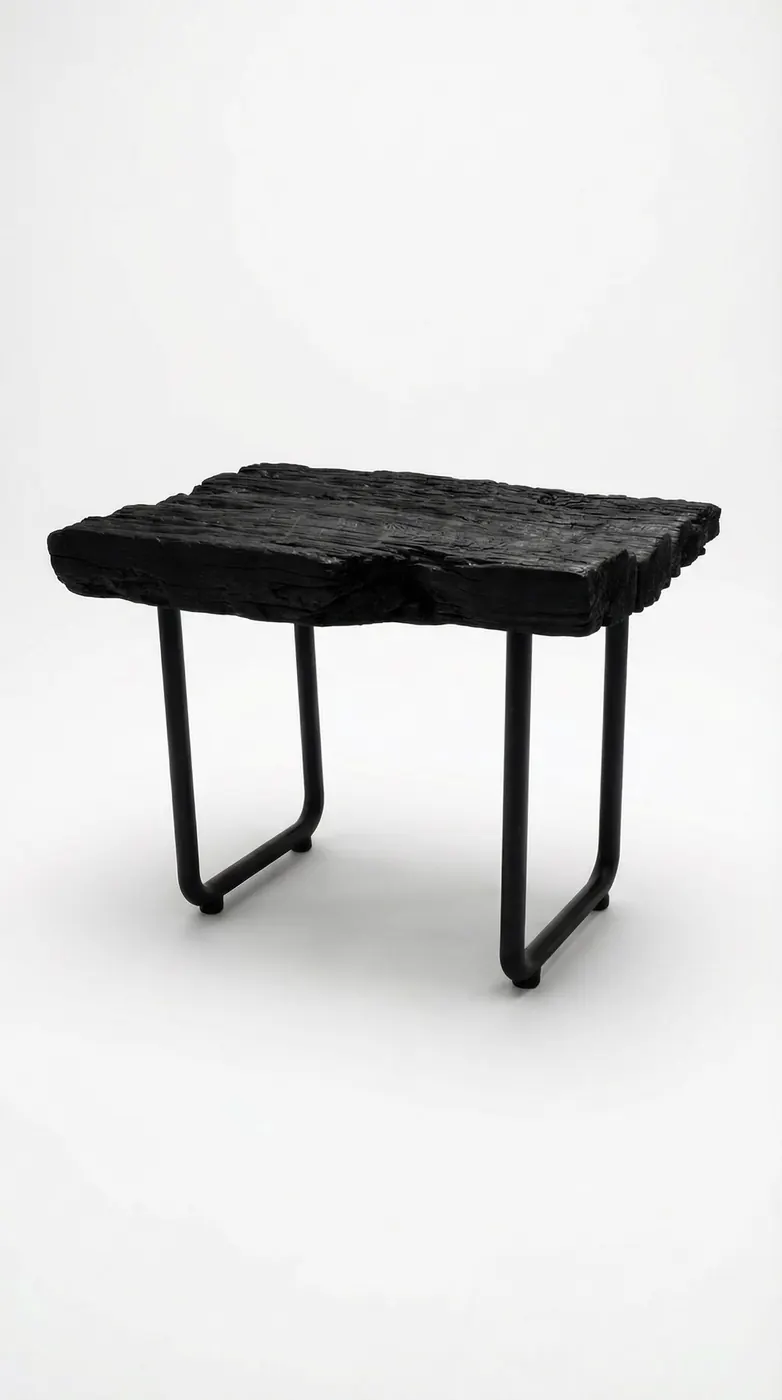 Black textured side table